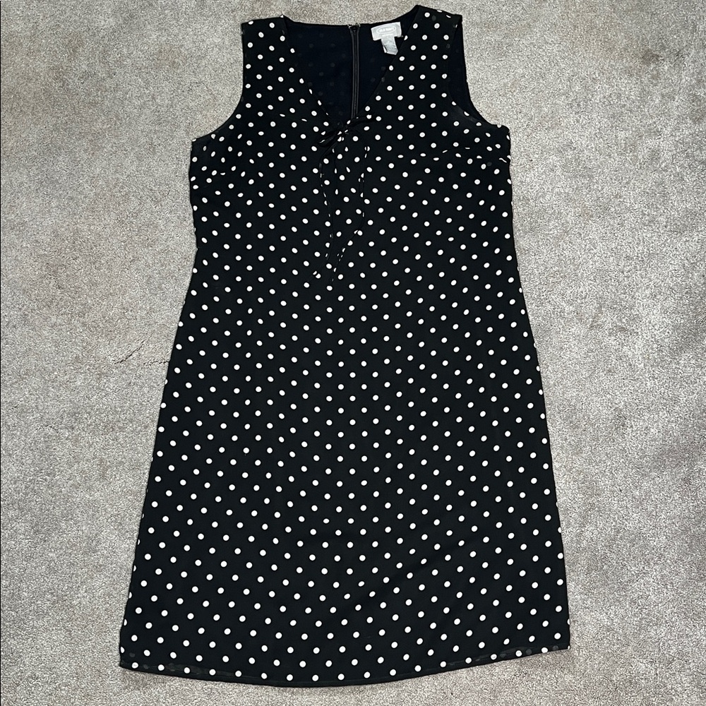 Old Navy Black White Polka Dot Midi Dress Sleeveless size 14